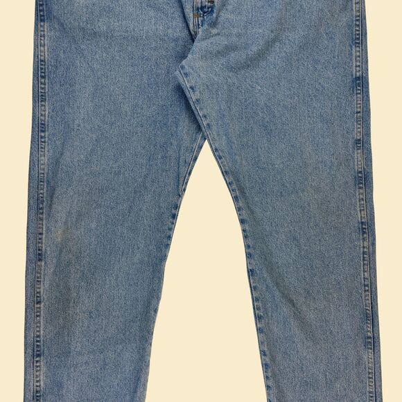 90s Wrangler 42x32 jeans, vintage mens lightwash straight leg denim pants - Picture 8 of 8